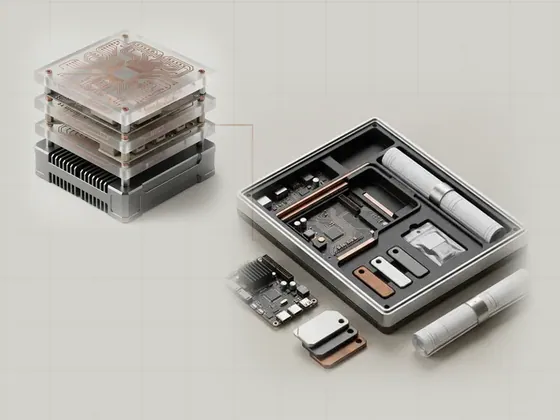 Thumbnail for Anatomy of a driver package: an open machined case with fitted compartments holding a, set beside a stack of three frosted acrylic plates (Longer reads about hardware and software)