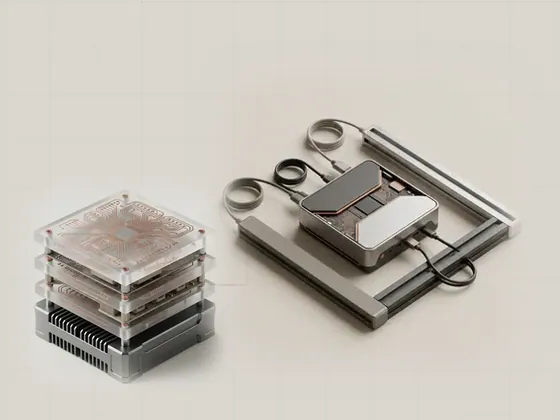Thumbnail for Choosing a driver update channel: three machined rails of different finishes converging from separate, set beside a stack of three frosted acrylic plates (Longer reads about hardware and software)