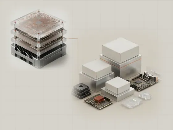 Thumbnail for How Windows ranks driver packages: three matte package boxes on aluminium blocks of different, set beside a stack of three frosted acrylic plates (Longer reads about hardware and software)