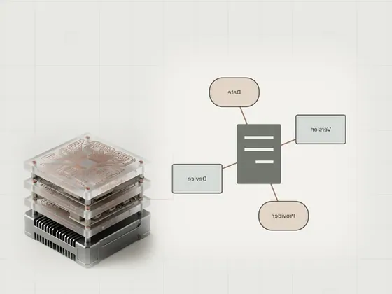 Thumbnail for Understanding device properties: a neutral technical concept diagram illustrating understanding device properties, set beside a stack of three frosted acrylic plates (Longer reads about hardware and software)