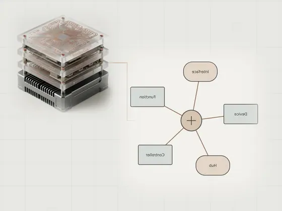 Thumbnail for Mapping device connections: a neutral technical concept diagram illustrating mapping device connections, set beside a stack of three frosted acrylic plates (Longer reads about hardware and software)