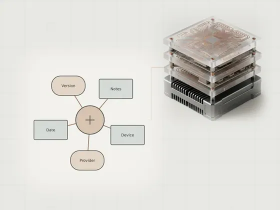 Thumbnail for Reading network adapter driver details: a neutral technical concept diagram illustrating reading network adapter, set beside a stack of three frosted acrylic plates (Longer reads about hardware and software)