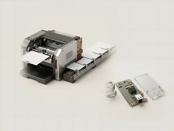 Thumbnail for Viewing a printer's print queue: a printer at the end of a short line, set beside a precision inspection set on a matte (Guides to built-in Windows tools)