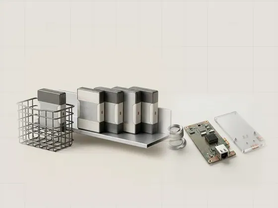 Thumbnail for Browsing Windows optional updates: a slim aluminium shelf of small sealed package boxes, set beside a precision inspection set on a matte (Guides to built-in Windows tools)