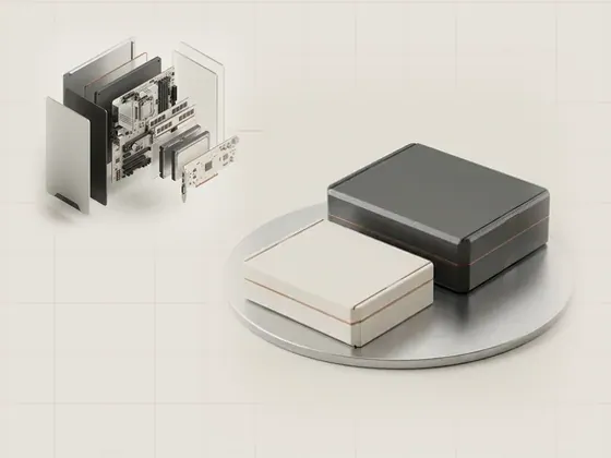 Thumbnail for Rolling back a driver: two sealed matte package boxes on a rotating aluminium, set beside an exploded isometric view of a generic (A clearer view of your computer)