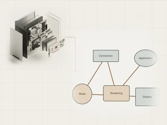 Thumbnail for Rolling back a recently changed driver: an unbranded relationship diagram explaining rolling back a recently, set beside an exploded isometric view of a generic (A clearer view of your computer)