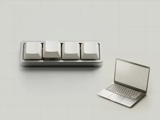 Thumbnail for Function keys and laptop controls: a macro close-up of a row of laptop function, set beside an aluminium laptop seen from above with (Built-in laptop devices)