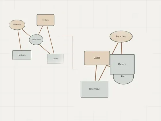 Thumbnail for Following a request through a driver stack: an unbranded relationship diagram explaining following a request through, set beside an unbranded relationship diagram explaining learn about (Learn about device drivers)