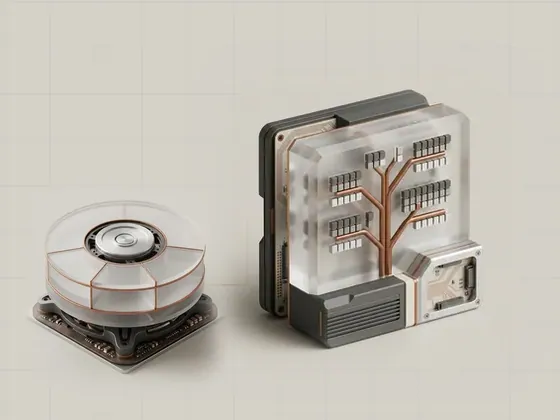 Thumbnail for What a file system organizes: a frosted acrylic block containing a branching copper tree, set beside a hard drive platter rendered as stacked (Disks, volumes and file systems)